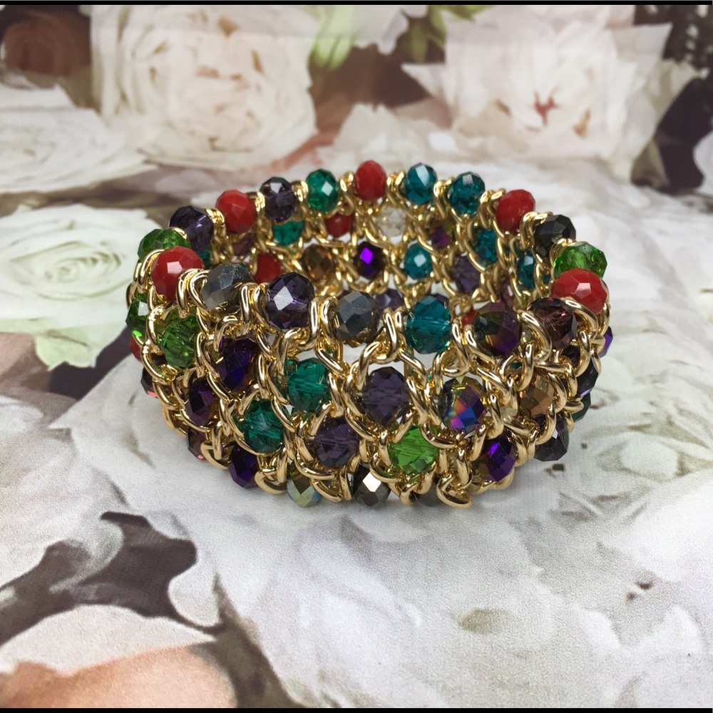 Multicolor wide cluster bracelet